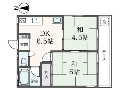 R&KコーポII(2DK/2階)の間取り写真