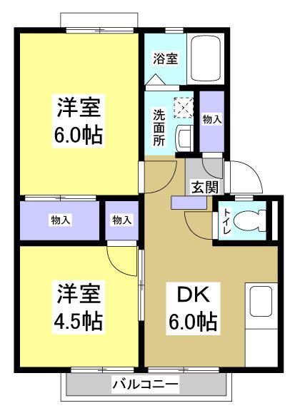 イトウハイツ(2DK/1階)の間取り写真