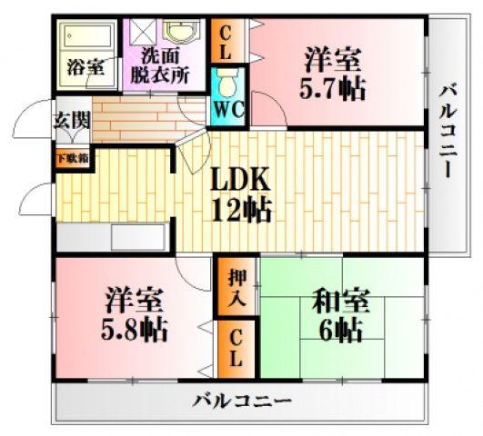 リヴァージュ杉広(3LDK/1階)の間取り写真