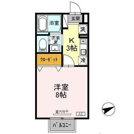 セントラル親和 壱番館(1K/2階)の間取り写真