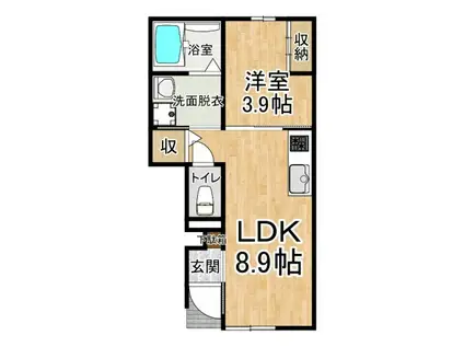 エルミタージュ(1LDK/1階)の間取り写真
