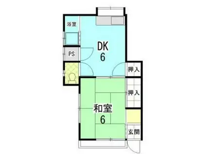 倉本アパート(1DK/2階)の間取り写真