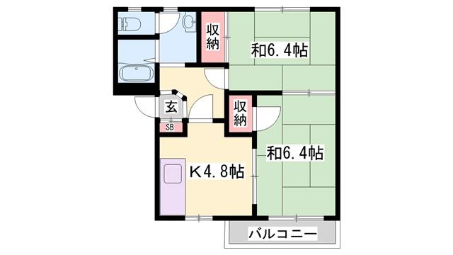 コートヴィレッジ(2K/2階)の間取り写真