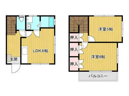 クリスタルメゾン中白川(2LDK/1階)の間取り写真