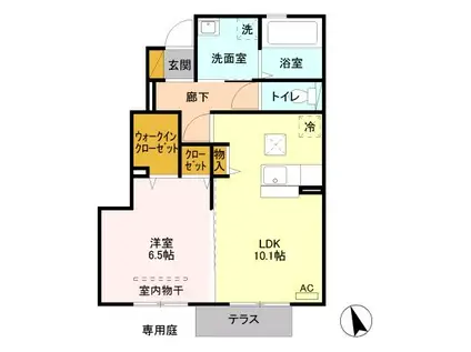 エルヴィレッジG(1LDK/1階)の間取り写真