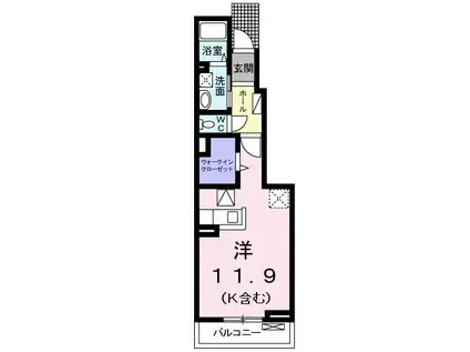 サニー ブライト II(ワンルーム/1階)の間取り写真