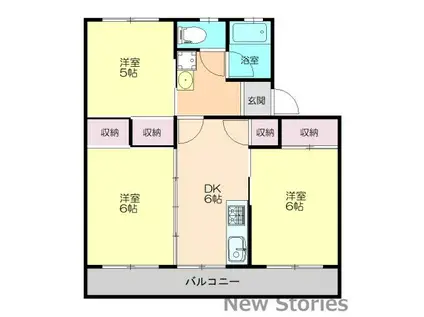 スカイハイツ大坪(3DK/2階)の間取り写真