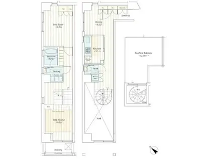 カスタリア八丁堀(2LDK/10階)の間取り写真