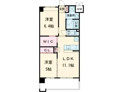 ウィングス西本町(2LDK/9階)の間取り写真