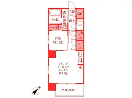 ステラコート川崎(1LDK/5階)の間取り写真