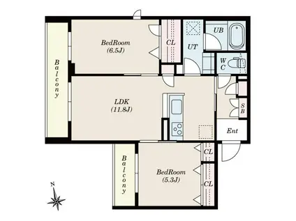 ゼスト グリナージュ(2LDK/2階)の間取り写真