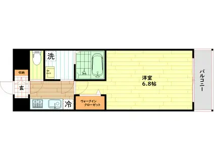 レジュールアッシュ桜ノ宮リバーテラス(1K/9階)の間取り写真