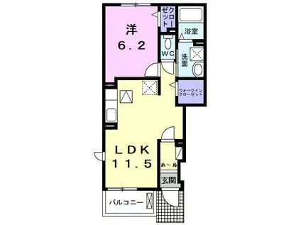 コリナ ノルテ(1LDK/1階)の間取り写真