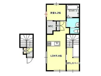 ルワ木崎(1LDK/2階)の間取り写真