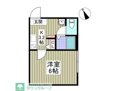 クレストコート春日部(1K/2階)の間取り写真