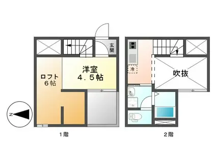 BLANCA上石川(1K/1階)の間取り写真