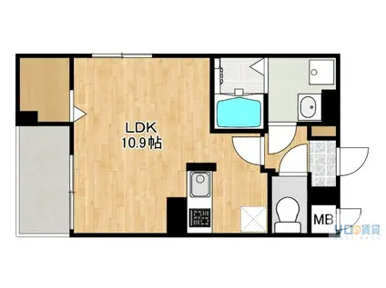 サンライズガーデン宝塚(1K/3階)の間取り写真