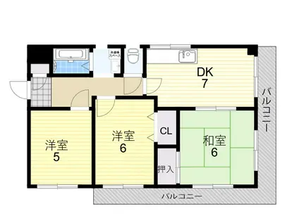 ウイングス21(3DK/3階)の間取り写真