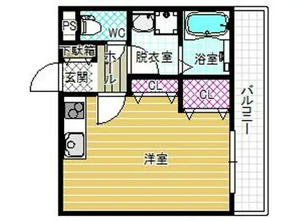 ユーコーポ・C(ワンルーム/2階)の間取り写真