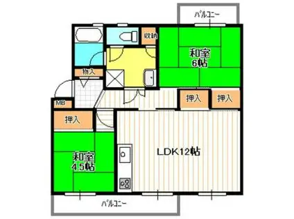 大久保東第一 10号棟(2LDK/4階)の間取り写真