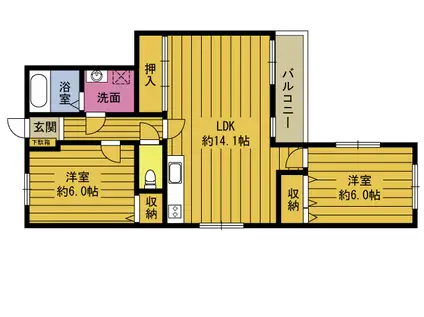 コーポ田嶋(2LDK/3階)の間取り写真