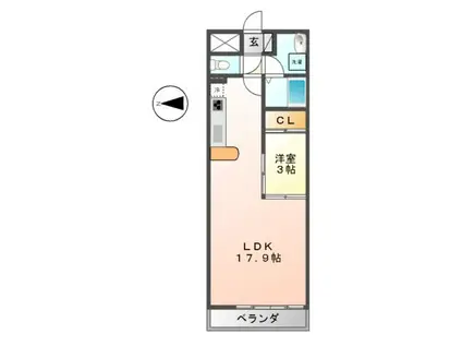 グラマシー白川公園(1LDK/12階)の間取り写真