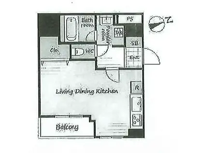 マンション麻布三の橋(ワンルーム/4階)の間取り写真