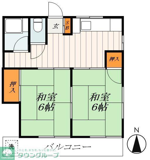 第4青葉荘(2DK/2階)の間取り写真