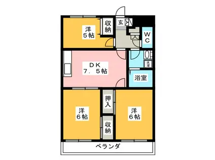 セミーランドヒル(3DK/4階)の間取り写真