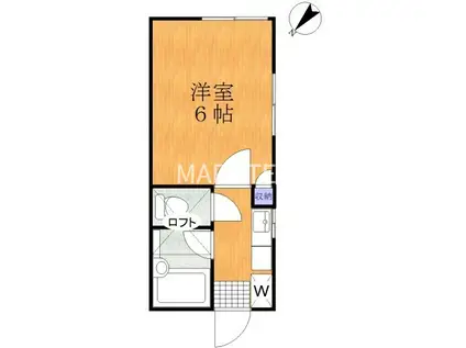 ハーフムーンMOCHI(1K/1階)の間取り写真