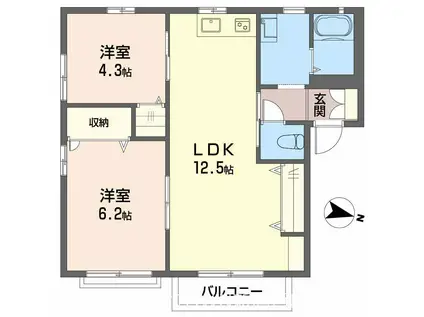 シャトレ庄内 A棟(3DK/1階)の間取り写真