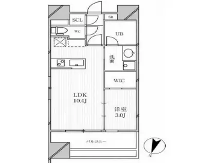 グランパセオ明大前(1LDK/9階)の間取り写真