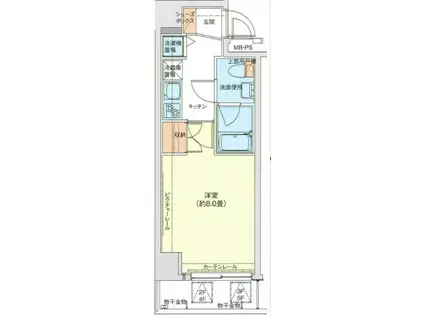 ドルチェ東京赤羽(1K/2階)の間取り写真