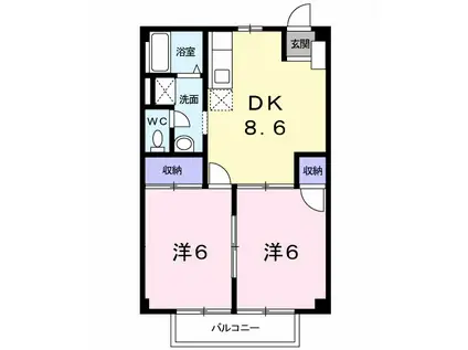 ロイヤルハイツII(2LDK/2階)の間取り写真