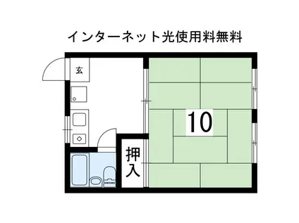 第1兵庫ハイツ(1K/1階)の間取り写真