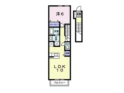 メディウス・K(1LDK/2階)の間取り写真
