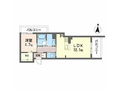 WITHPLUS上熊本駅前(1LDK/1階)の間取り写真