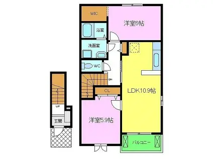 リバーサイド レジデンス TU(2LDK/2階)の間取り写真