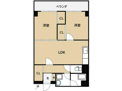 グルーリャ大和(2LDK/2階)の間取り写真