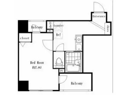 シンシア日本橋(1K/1階)の間取り写真