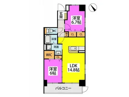 アウラ ビータ平尾(2LDK/9階)の間取り写真