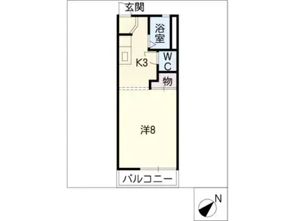 シャルマン山室(1K/2階)の間取り写真