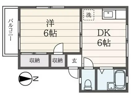 ハイム浅間(1DK/2階)の間取り写真