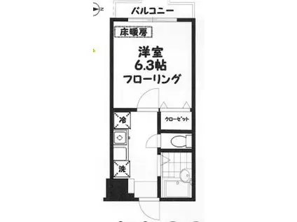 エイチジーエス府中イースト(1K/1階)の間取り写真