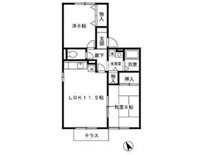 ラ・ヴェルムA・B(2LDK/1階)の間取り写真