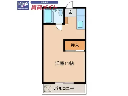 サカエハイツ(ワンルーム/2階)の間取り写真