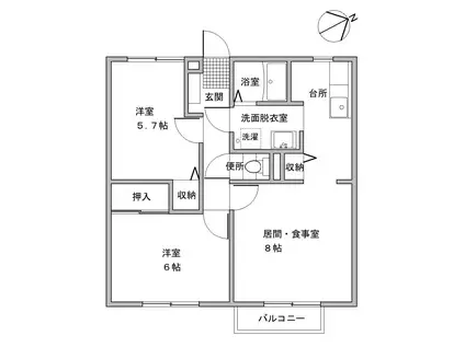 メゾンドノエル(2LDK/2階)の間取り写真
