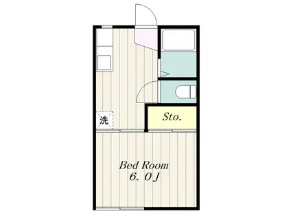 荻野ハイツ(1K/2階)の間取り写真