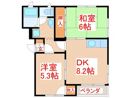 シャンポール輝(2DK/1階)の間取り写真