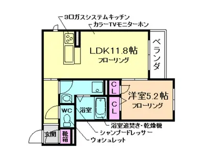 城南レーヴェ(1LDK/2階)の間取り写真